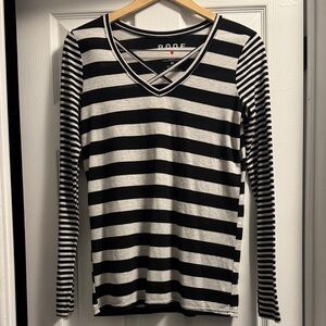 Black and White Striped Long Sleeve Top